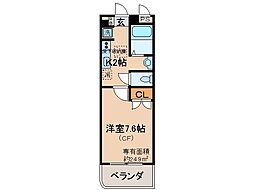 カサベルデ 1Kの間取図画像