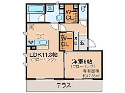 ベルブランチ 1LDKの間取図画像