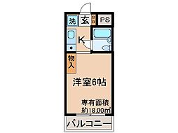 ボーン宇治2号館 1Kの間取図画像