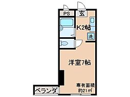 シェルマンション 1Kの間取図画像