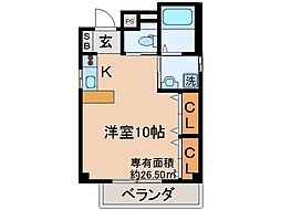 エストプレ狐藪 ワンルームの間取図画像