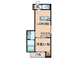 LIX京都桂川 1LDKの間取図画像