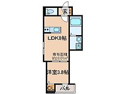 LIX京都桂川 1LDKの間取図画像