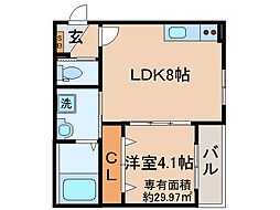 LIX京都桂川 1LDKの間取図画像