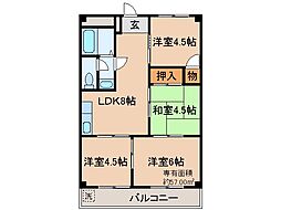 北川マンション 4LDKの間取図画像