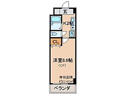ルネッサ桃山 1Kの間取図画像
