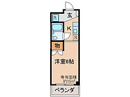 グリーンヒル木幡 1Kの間取図画像