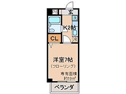 プリオールB 1Kの間取図画像