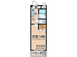 Builm-One 1Kの間取図画像