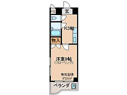 ソリュード 1Kの間取図画像