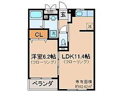 エスポワール 1LDKの間取図画像