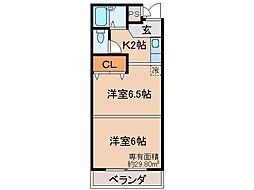 ティファニーハイツ 2Kの間取図画像