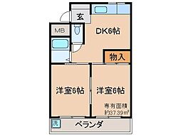 カトウ第1ビル 2DKの間取図画像