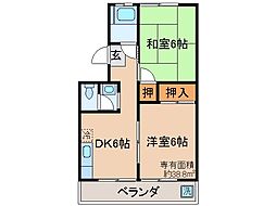 伴コーポラス 2DKの間取図画像