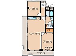伏水ハイツ 2LDKの間取図画像