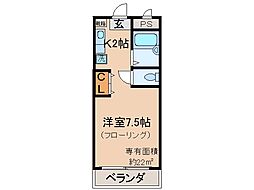シェルマンション 1Kの間取図画像