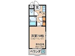 グランディールヤマダ 1Kの間取図画像