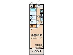 エーデルワイス宇治 1Kの間取図画像