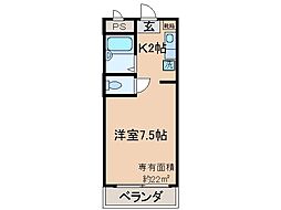シェルマンション 1Kの間取図画像