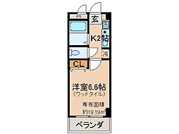 コンフォート桃山 1Kの間取図画像