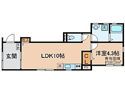 フォレス鳥羽2 1LDKの間取図画像
