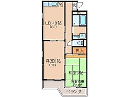 リバービュウ桃山 2LDKの間取図画像