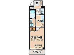 ドムスタレイア石田大受 1Kの間取図画像