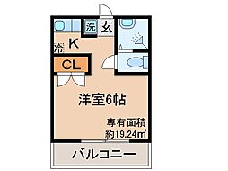 カーサ桃山 1Kの間取図画像