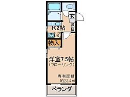 パレット 1Kの間取図画像