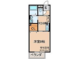カナル桃山 1Kの間取図画像