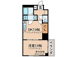 プレステージ翼 1DKの間取図画像