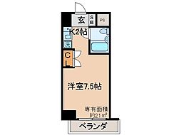 サンヒルズハウス 1Kの間取図画像