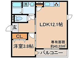 洛南住宅 1LDKの間取図画像
