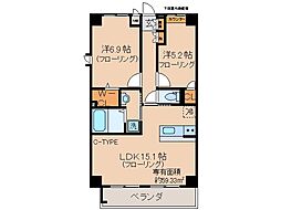 グリーンサムオオクボ 2LDKの間取図画像