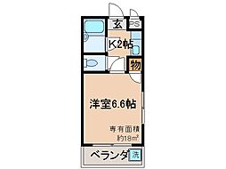 グランディールヤマダ 1Kの間取図画像