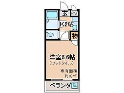 グランディールヤマダ 1Kの間取図画像