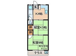 大石マンション 2Kの間取図画像