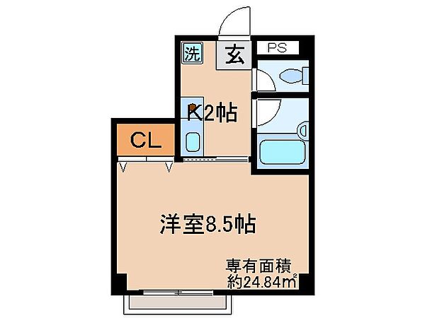 京都府宇治市槇島町千足(賃貸マンション1K・1階・24.84㎡)の写真 その2