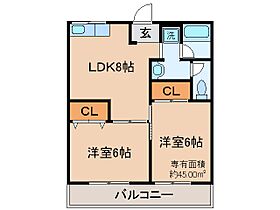 京都府京都市山科区西野山百々町（賃貸マンション2LDK・3階・45.00㎡） その2