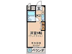 京都地下鉄東西線 御陵駅 徒歩13分の賃貸マンション 4階1Kの間取り