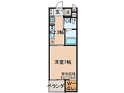 JR奈良線 JR小倉駅 徒歩9分の賃貸マンション 3階1Kの間取り