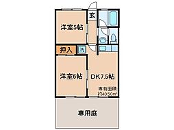 ハイム秀芳 2DKの間取図画像