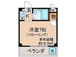 京都地下鉄東西線 小野駅 徒歩13分の賃貸マンション 3階1Kの間取り