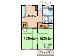 マンション幸D 2DKの間取図画像