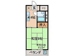 西浦マンション 1Kの間取図画像