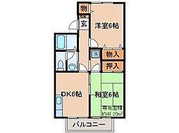 ロンゲビーテ 2DKの間取図画像
