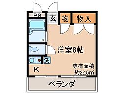 メゾン竹田 ワンルームの間取図画像