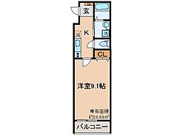 ビエノス京都伏見 1Kの間取図画像