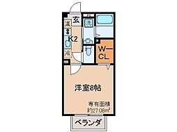 近鉄京都線 伊勢田駅 徒歩2分の賃貸アパート 1階1Kの間取り