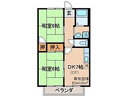海の子ハイツ桃山 2DKの間取図画像